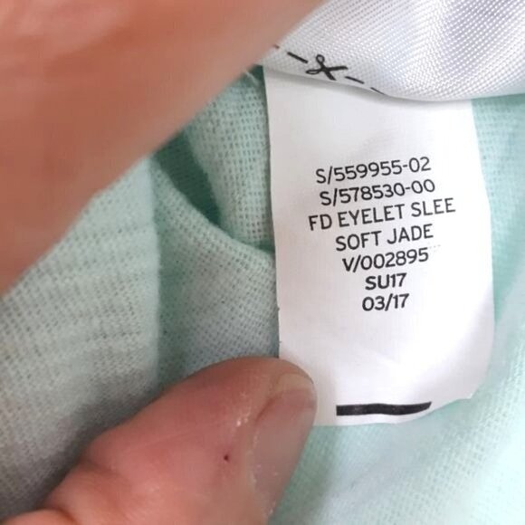 Gap Green (Soft Jade) Eyelet Lace Cap Sleeve Top Girls Size Large - Picture 7 of 9